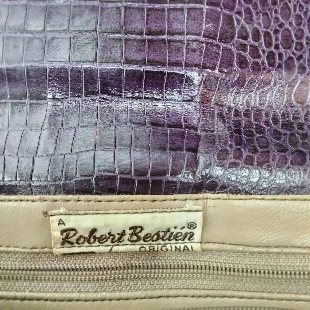 Vintage Robert Bestien Shoulder Bag Crocodile Embossed Pattern Leather Purse